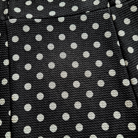 Retro-style black short sleeve white polka dot midi dress AU 10 12 14 NWOT - Picture 4 of 8
